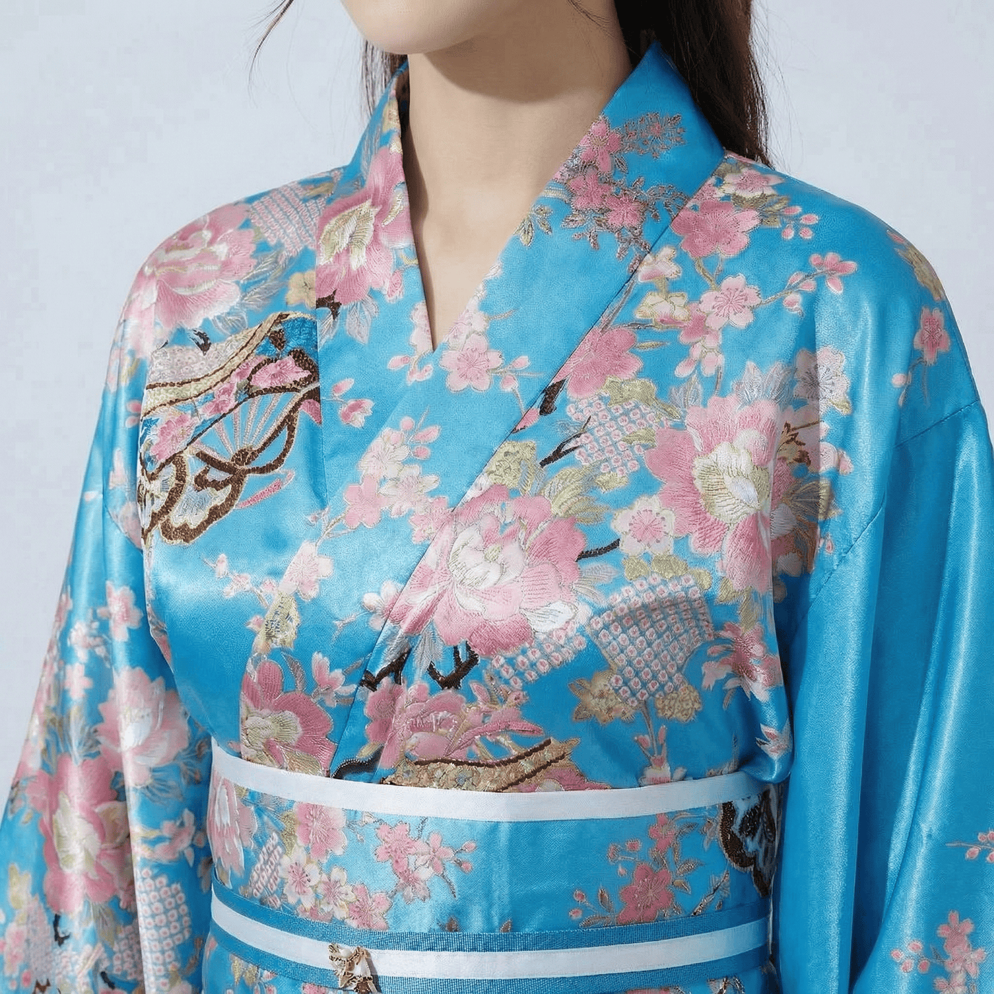 Kimono Traditionnel Bleu Japonais Femme