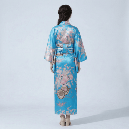 Kimono Traditionnel Bleu Japonais Femme