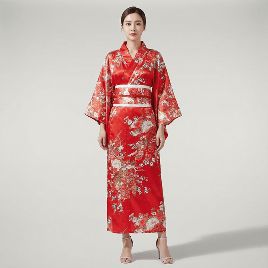 Kimono Traditionnel Rouge Femme