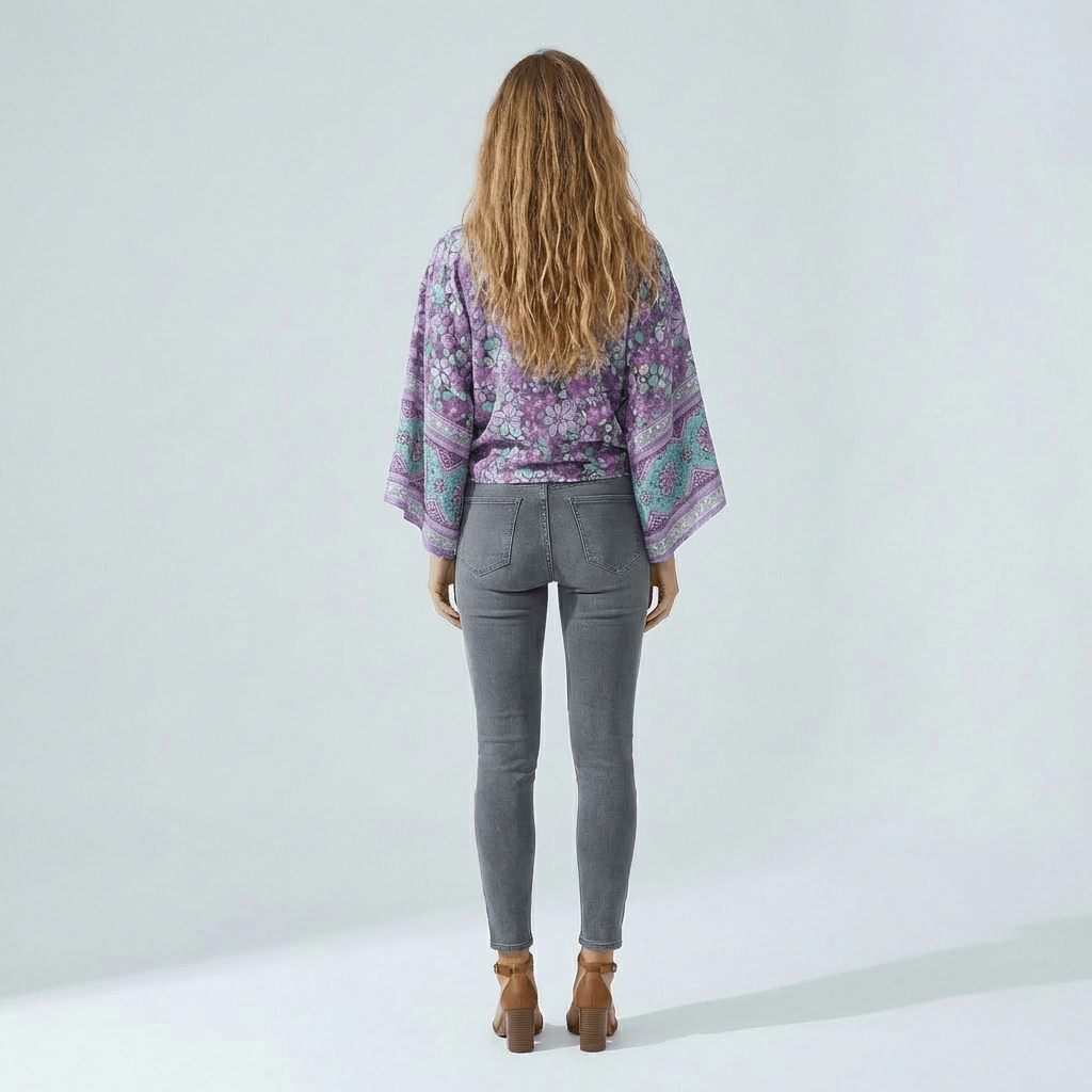 Kimono Violet Fleuri