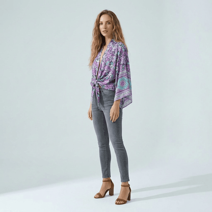 Kimono Violet Fleuri