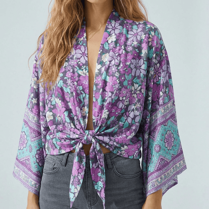 Kimono Violet Fleuri