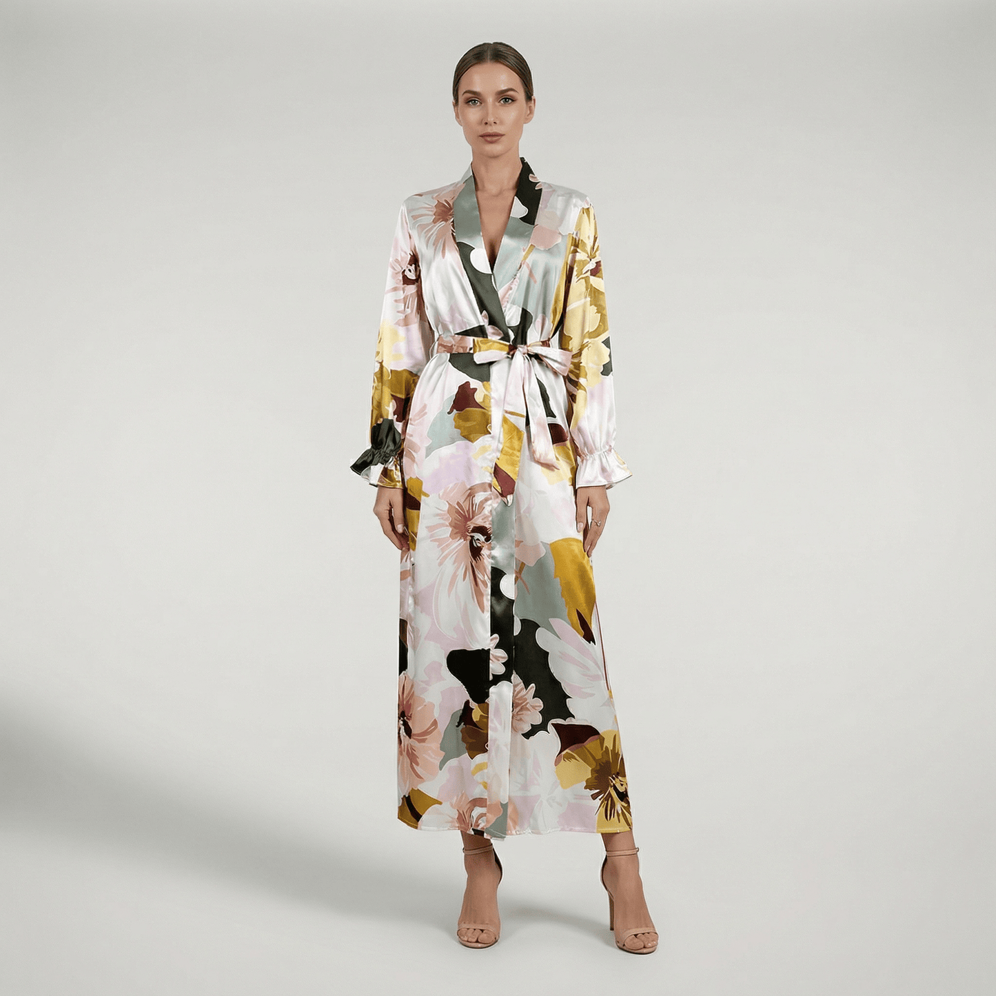 Robe Kimono Satin Longue
