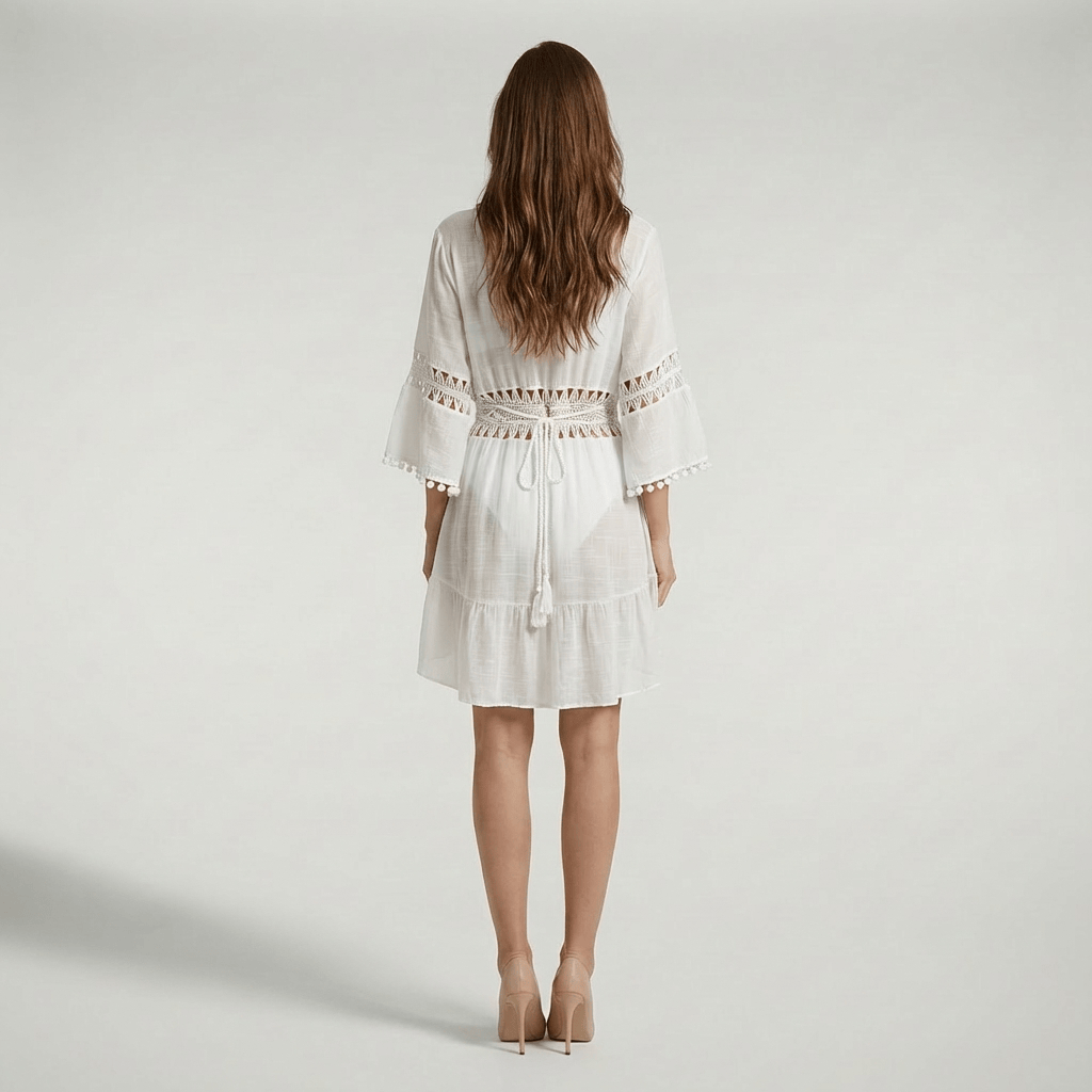 Tunique De Plage Robe Kimono Blanc