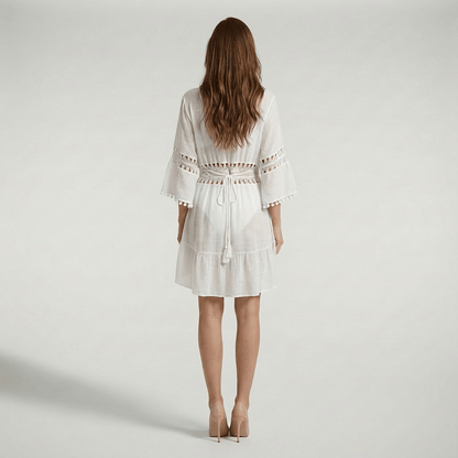 Tunique De Plage Robe Kimono Blanc