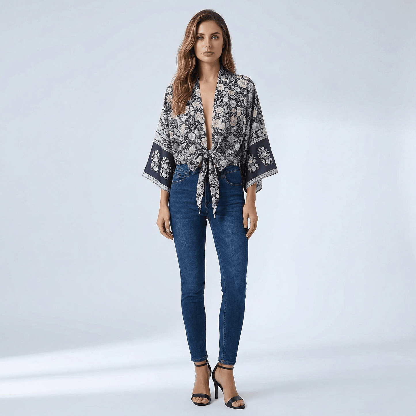 Veste Été Grise Femme Kimono