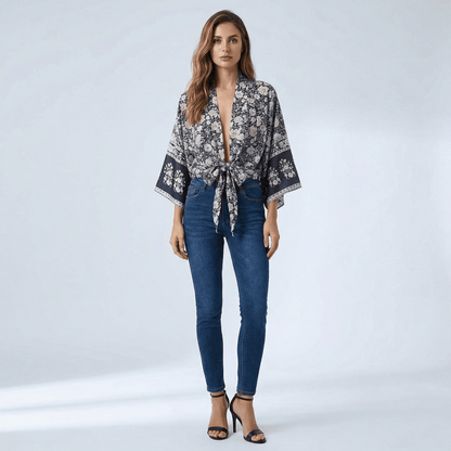 Veste Été Grise Femme Kimono