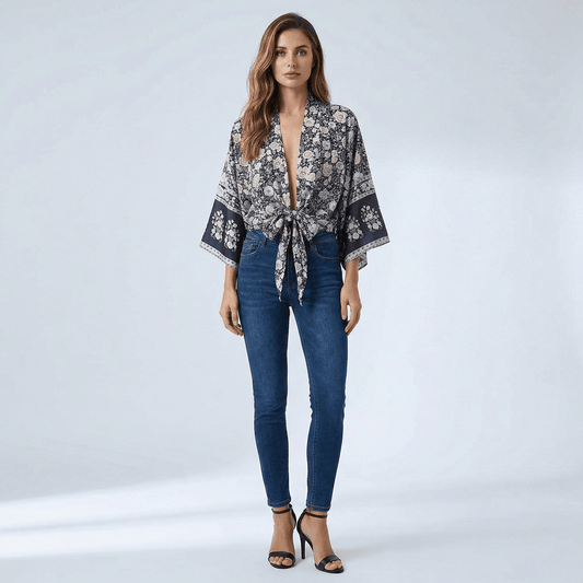Veste Été Grise Femme Kimono