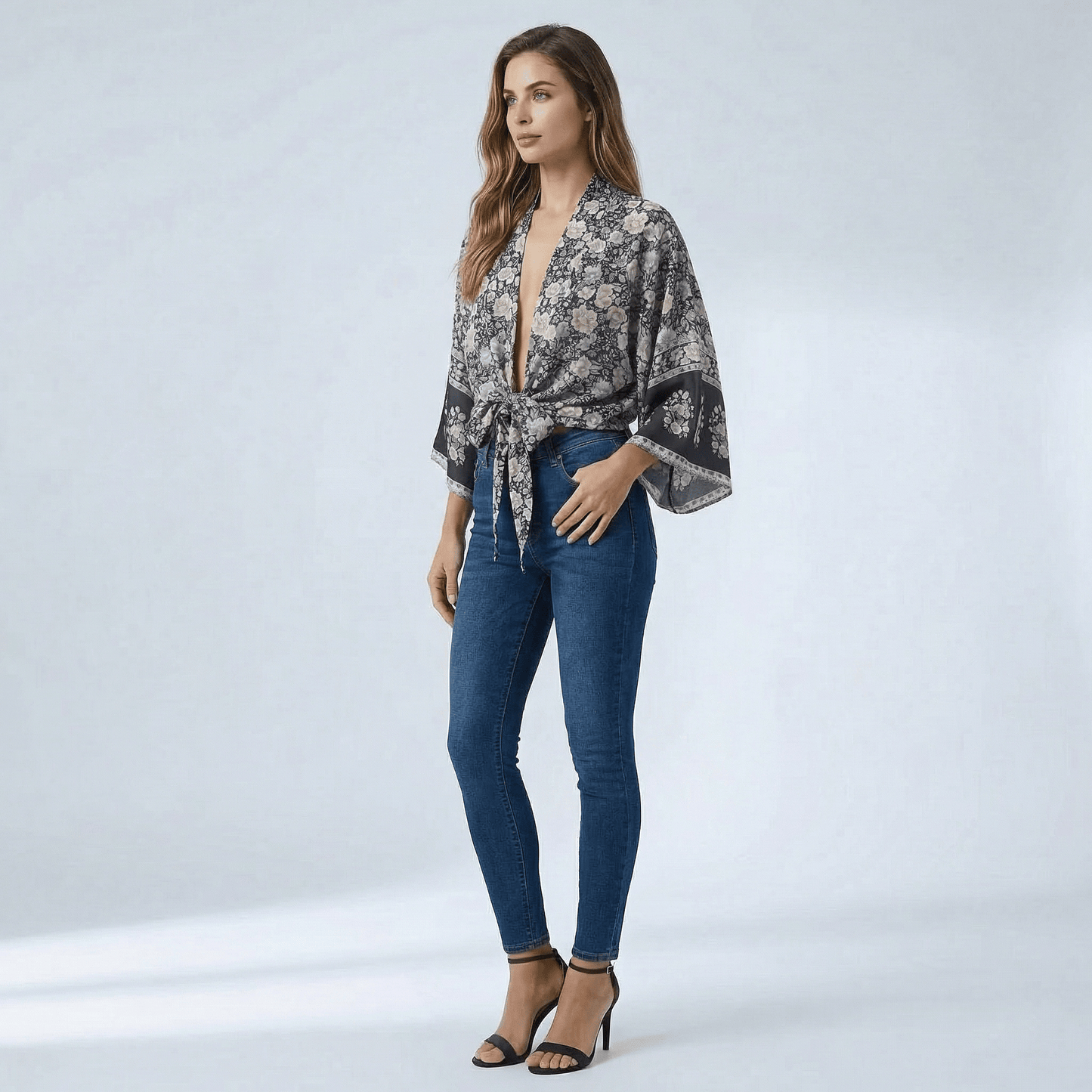 Veste Été Grise Femme Kimono