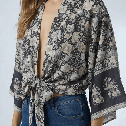 Veste Été Grise Femme Kimono