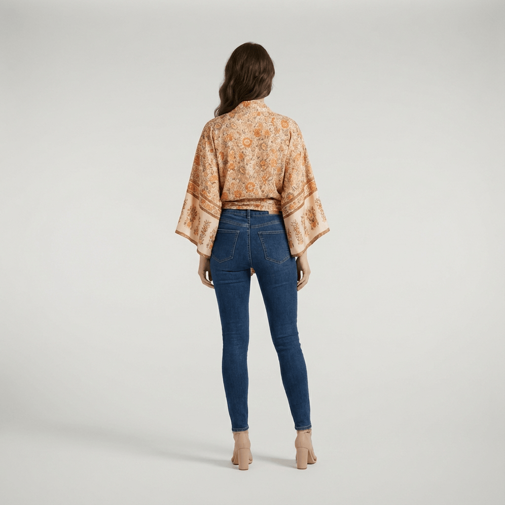 Veste Kimono Beige Femme