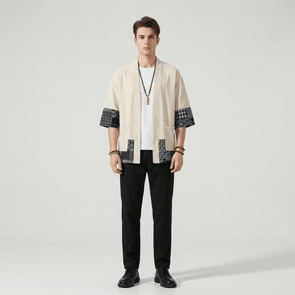 Veste Kimono Beige Homme