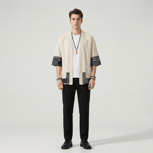 Veste Kimono Beige Homme
