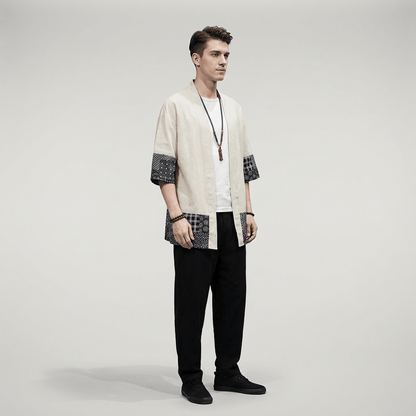 Veste Kimono Beige Homme